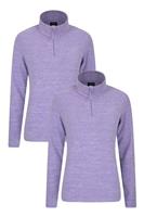 Mountain Warehouse Womens Snowdon Melange Fleece 2 Pack Ladies Zip Neck Jumper - 10 Regular