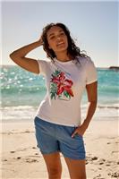 Animal Women's Carina Hibiscus Cotton Tee Lightweight Casual Summer Top - 6-8 Regular