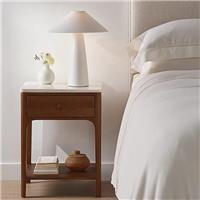 The White Company Lindale Bedside Table Brown White Marble Mango Wood Home