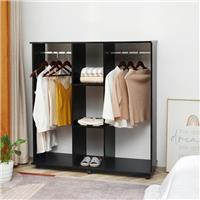 HOMCOM Mobile Double Open Wardrobe w/ Clothes Hanging Rail Colthing Refurbished