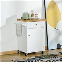 HOMCOM Rolling Kitchen Cart Storage Trolley with Drawer Towel Rail Refurbished