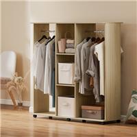 HOMCOM Mobile Double Open Wardrobe w/ Clothes Hanging Rail Colthing Refurbished