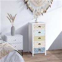 HOMCOM Storage Chest Unit Dresser 5 Drawer Retro Style Wood Refurbished