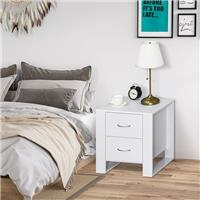 HOMCOM 2 Drawer Boxy Bedside Table w/ Handles Elevated Base Refurbished