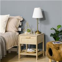 HOMCOM Nightstand Bedside Table End Table Storage OrganizerRefurbished