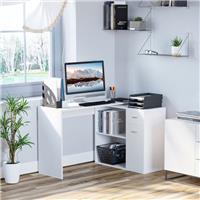 HOMCOM Computer Desk Rotating Dining Table W/ Storage Shelf Refurbished