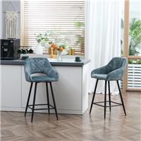 HOMCOM Bar Stools Set of 2, Velvet-Touch Counter Height Bar Chairs Refurbished