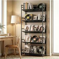 HOMCOM Bookshelf Anti-Slip Design 5-Tier Black Refurbished