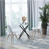 HOMCOM Clear Glass Side Table Round Metal Dining Table Living Room Refurbished