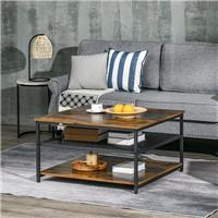 HOMCOM Industrial Coffee Table, Cocktail Table W/ Storage Shelves, Refurbished