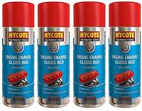 Hycote Gloss Red Fast Drying High Heat Engine Enamel Spray Paint 400ml *4