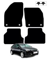 For Ford Focus MK2 2005 - 2011 Tailored Black Car Floor Mats Carpets w/ Fixings