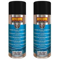Hycote Colour Spray Paint Aerosol XUK0121 Black Engine Enamel 400mL x 2 Fast Dry