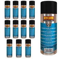 Hycote Colour Spray Paint XUK0121 Black Engine Enamel 400mL x 12 Fast Drying