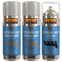 Hycote XHT Very High Temperature Silver Grey Spray Paint x2 & 1 XHT Lacquer