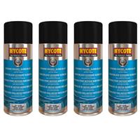 Hycote Colour Spray Paint Aerosol XUK0121 Black Engine Enamel 400mL x 4 Fast Dry