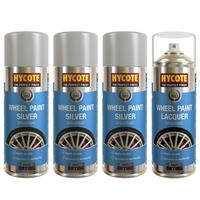 Hycote Silver Wheel Spray Paint x3 and Car Alloy Lacquer x1 -Alloy Wheel Refurb