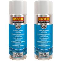 Hycote White Primer Multi-Purpose Aerosol Spray Paint Fast Drying 400ml x2