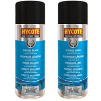 Hycote Colour Spray Paint Aerosol XUK0272 Gloss Black 400mL x 2 Fast Drying