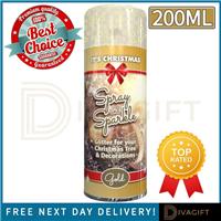GOLD GLITTER SPRAY PAINT FOR CHRISTMAS XMAS TREES ARTS CRAFT METALLIC 200ML NEW