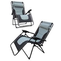 Zero Gravity Recliner Chair X2 (Sun Lounger Reclining Outdoor Garden Patio)