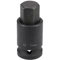 M17 x 55mm 1/2" Drive Short Impact Impacted Allen Hex Key Socket