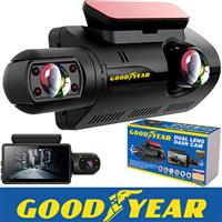 Goodyear Dual Lens Car Dash Cam with Front Rear Internal Camera HD Dashcam Taxi