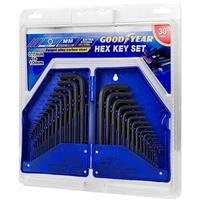 Goodyear 30 pc Metric & Imperial Hex Allen Key Long Set Kit Allan Alan Alen