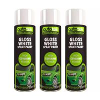AutoTek Gloss White Muiti-Purpose Aerosol Spray Paint 500ml x3