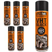 Autotek Matt Black VHT Very High Temperature Aerosol Spray Paint 500ml x6