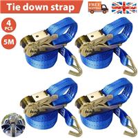 Ratchet Straps Tie Down 4 x 25mm endless 5 Metre Blue 1500kg Lashing Straps UK