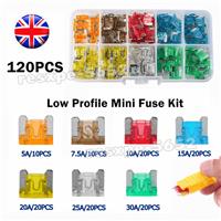 120Pcs Car Auto Low Profile Micro Blade Mini 5A-30A Fuse Assortment Kit 12V/24V