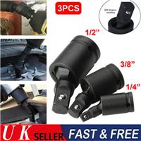 3PCS Impact Universal Joint Swivel Socket Adapter Set 1/4 3/8 1/2 Drive 360