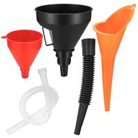 3x Fuel Funnels Set Plastic Long Neck Oil Funnels with Detachable Spout & Filter