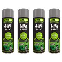 AutoTek Multi Purpose Steel Wheel Aerosol Spray Paint 500ml x4