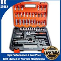 53Pcs Metric 1/4 Drive Socket Set Ratchet Wrench Screwdriver Bit Sets with Case
