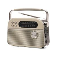 Portable Radio AM/FM/SW Rechargeable Battery Powered Music Stream Speaker -Cream