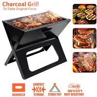 Portable Folding Charcoal BBQ Barbecue Camping Grill Travel Picnic Outdoor Black