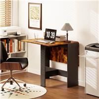 HOMCOM Wooden Folding Table Writing Desk Rustic Brown