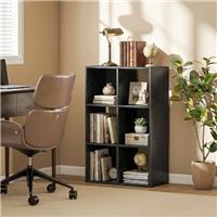 HOMCOM Industrial Storage Shelf Bookshelf Black Wood Effect Refurbished