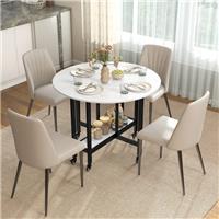 HOMCOM Folding Dining Table, Drop Leaf Table with Open Shelf, White Refurbished