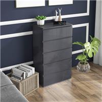 HOMCOM Bedroom Chest of Drawers, High Gloss 5 Drawers Dresser Refurbished