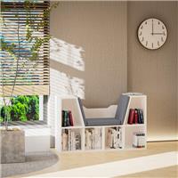 HOMCOM Cube Bookshelf Organizer with Reading Seat, Six Cubes Refurbished