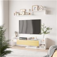 HOMCOM TV Cabinet Unit w/ Wall-Mounted Shelf, Open Shelves Refurbished