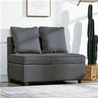 HOMCOM Folding Sleeper Sofa Bed Chair with Pillows, Pocket, Grey, Refurbished