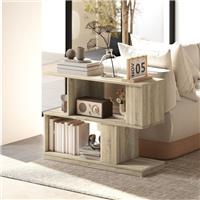 HOMCOM Modern Narrow End Table, S-Shaped Nightstand, Natural Refurbished