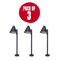LED Outdoor Stake Light Matt Black Garden Patio Torches (D)120mm Pack of 3