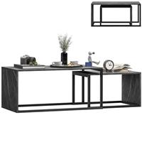 HOMCOM Set of 2 Coffee Tables, Nesting Tables, Dark Grey,Refurbished