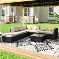 Outsunny 8pc Rattan Sofa Garden Furniture Aluminium Patio Set Refurbished