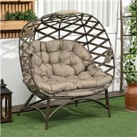 Outsunny 2 Seater Egg Chair Outdoor with Cushion, Cup Pockets Refurbished